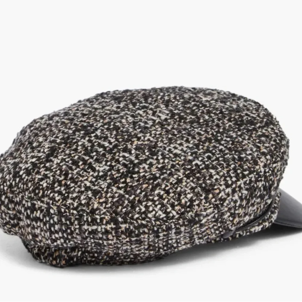 Vince Camuto Tweed Cap with Faux Leather Brim